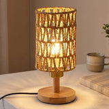 Trevkano Woven Rattan-Style Wood-Accent Bedside Lamp - product image 1